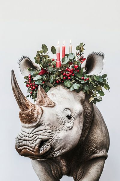 Rhino Christmas by Poster Art Shop
