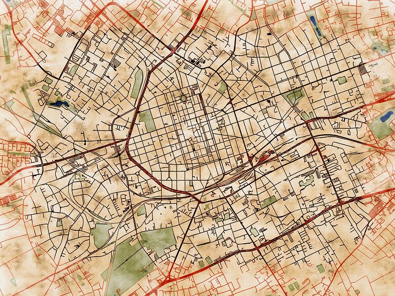 Carte de Krefeld avec le style 'Serene Summer' par Maporia