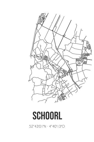 Schoorl (Noord-Holland) | Karte | Schwarz-Weiß von Ortsdrucke