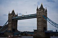 Tower bridge in color on a cloudy day