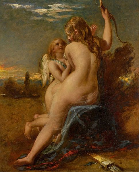 Venus befreit Amor von seinem Bogen, William Etty von Meisterhafte Meister