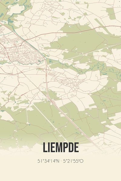 Vieille carte de Liempde (Brabant du Nord) par Affiches de lieux