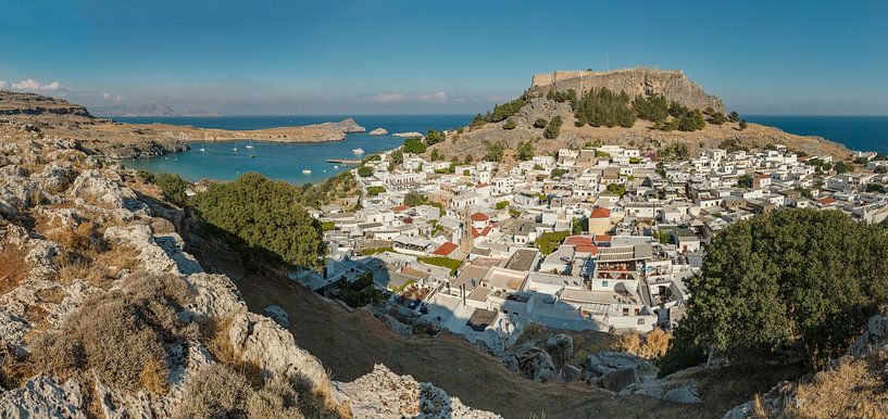 Village and its acropolis, Lindos, Rhodes, Greece by Rene van der Meer