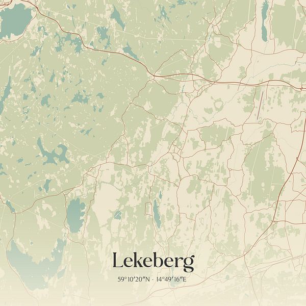 Alte Karte von Lekeberg, Schweden. von Ortsdrucke