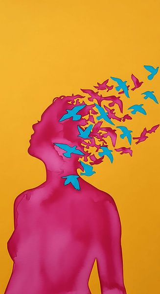 Mental Liberation Abstrakt Poster | Vibrant Magenta &amp; Cyan Freiheit Wandkunst von Creative On Site