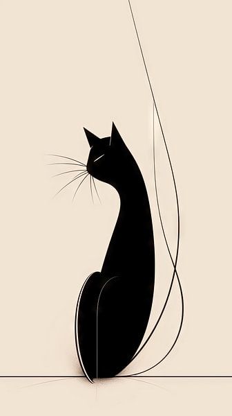 Cat Drawing Minimalist by Preet Lambon