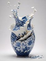 un vase bleu delft en tessons .