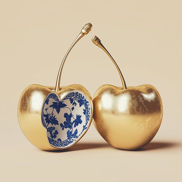Cueillette des cerises en bleu de Delft par PixelMint.
