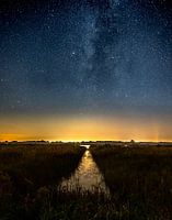 The Milky Way as seen from the Leekstermeer overlooking the water.