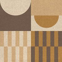 Rétro Bauhaus géométrique en jaune ocre et marron II