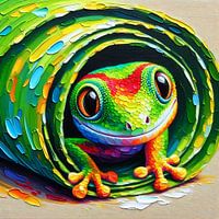 Gecko in a rolled leaf