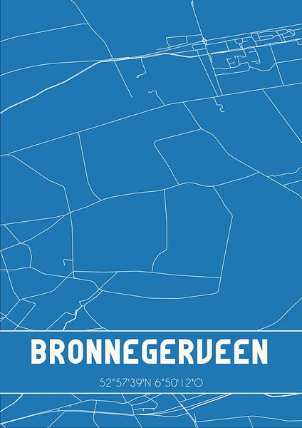 Plan d'ensemble | Carte | Bronnegerveen (Drenthe) par Affiches de lieux