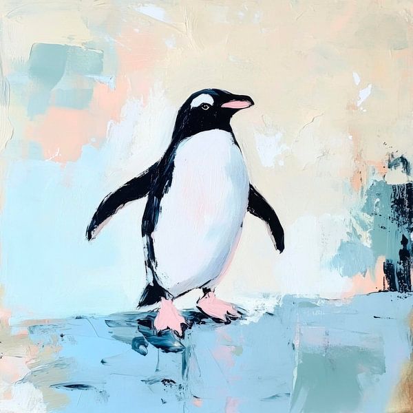 Der stolze Pinguin im Eisblau von Poster Art Shop