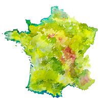 France | Map as a watercolor painting