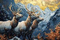 Cerfs et montagnes