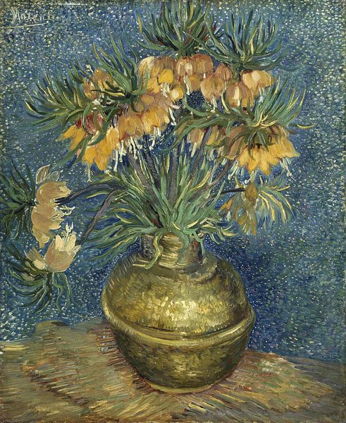 Wonderbaarlijk Vincent van Gogh. Zonnebloemen in koperen vaas op canvas, behang OE-69