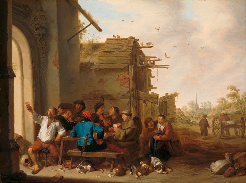 Zahlen vor einem Dorfgasthaus, Cornelis Saftleven von Meisterhafte Meister
