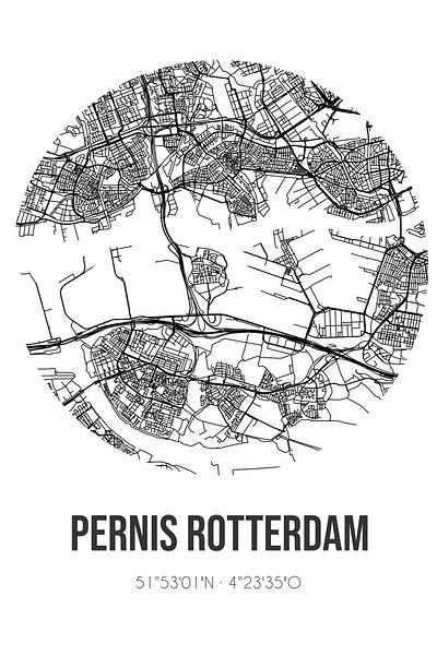Pernis Rotterdam (South-Holland) | Carte | Noir et blanc par Affiches de lieux