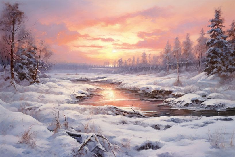 Neige d'hiver par Peintures accrocheuses