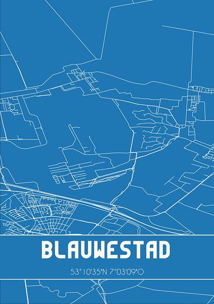 Blueprint | Carte | Blauwestad (Groningen) par Affiches de lieux