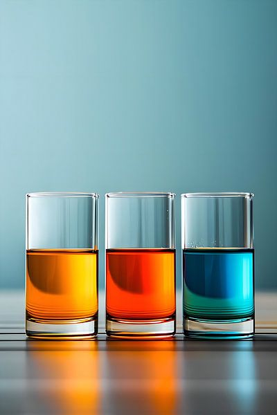 verschiedenfarbige Alkoholgläser von PixelPrestige