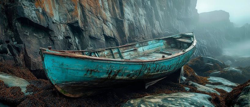 Verlaten boot aan de kust van Poster Art Shop