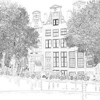 Pen Drawing Herengracht 392 Amsterdam Square