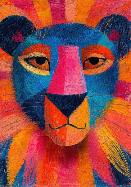 Poster Print lion multicolore par Niklas Maximilian