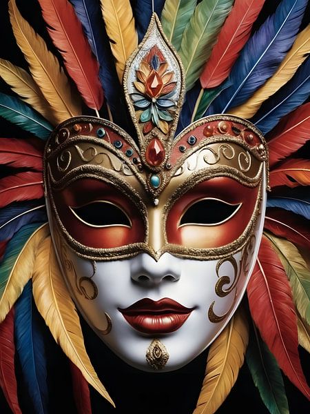 Eine Frau mit einer Karnevalsmaske von 1xMerch