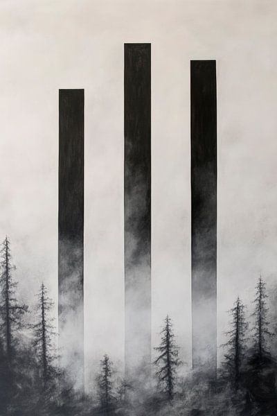 Dunkle Säulen im Nebel von Poster Art Shop