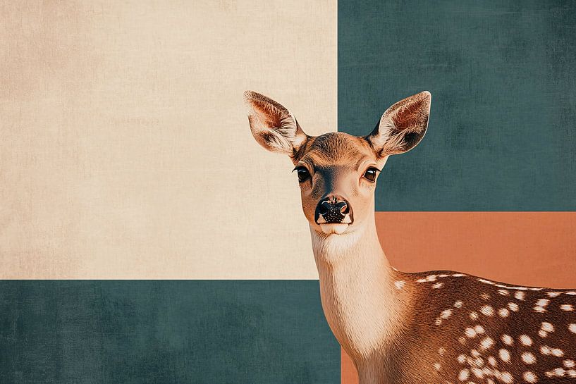 Cerf moderne sur fond géométrique par Imperial Art House