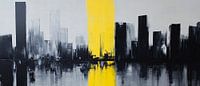 Stadtansicht in Schwarz-Weiß mit Gelb