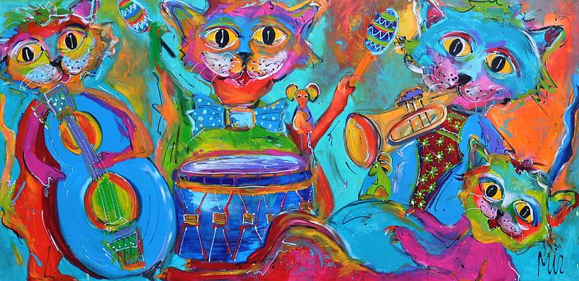 Les chats font de la musique par Kunstenares Mir M. Kolkman van der Klip