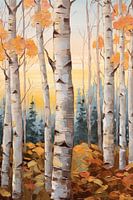 Peinture d'automne colorée sur la forêt de trembles