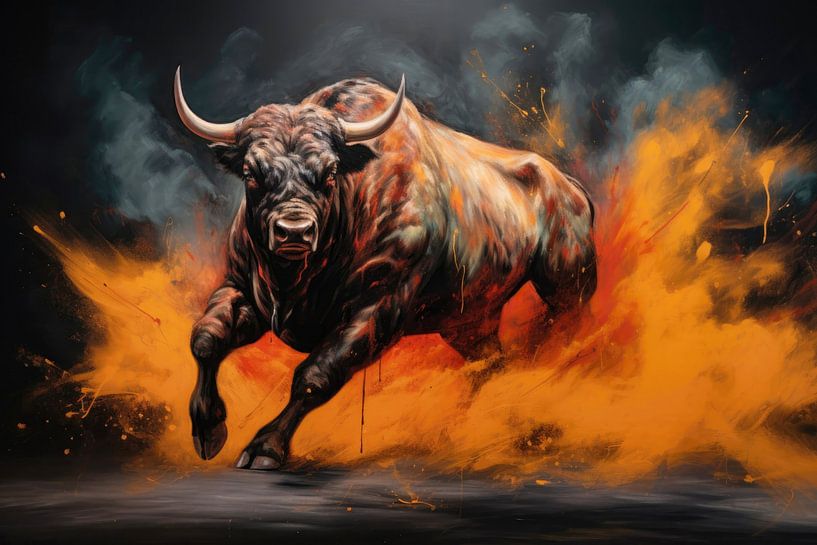 Bull in black and orange by ARTemberaubend