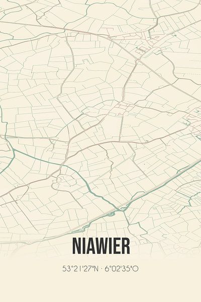 Alte Karte von Niawier (Fryslan) von Ortsdrucke