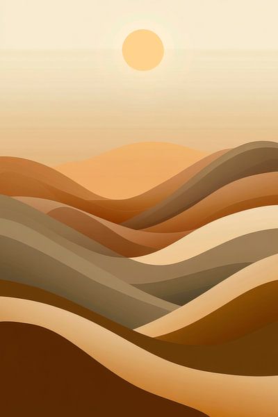 Woestijnlandschap avondzon van Poster Art Shop