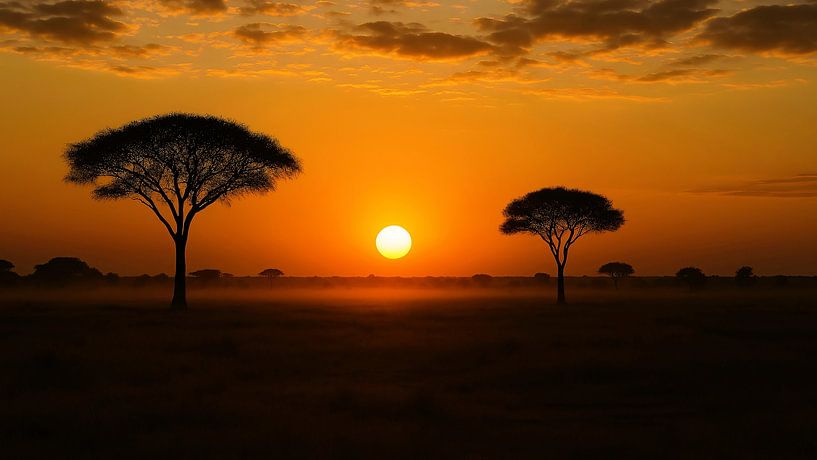 Serengeti Sonnenuntergang über der Graslandschaft von A.D. Digital ART