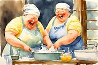 2 femmes sociables s'amusent en faisant la vaisselle