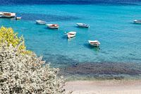 Sparkling Blue Water with Boats at Boca Sami, Curaçao