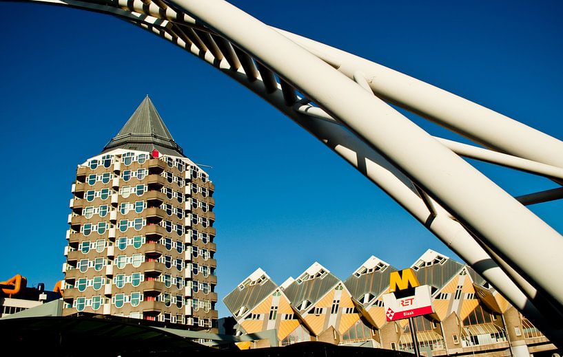 Pencil building, cube houses and Blaak station in Rotterdam by Thomas Poots