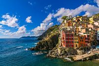 View of Riomaggiore on the Mediterranean coast in Italy