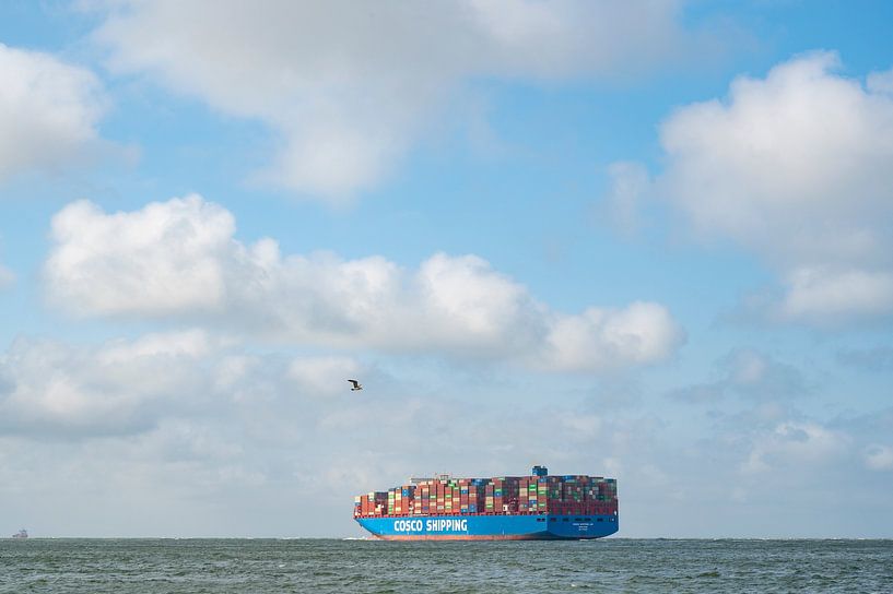 Containerschiff verlässt den Hafen von Rotterdam in Richtung offene Nordsee von Sjoerd van der Wal Fotografie