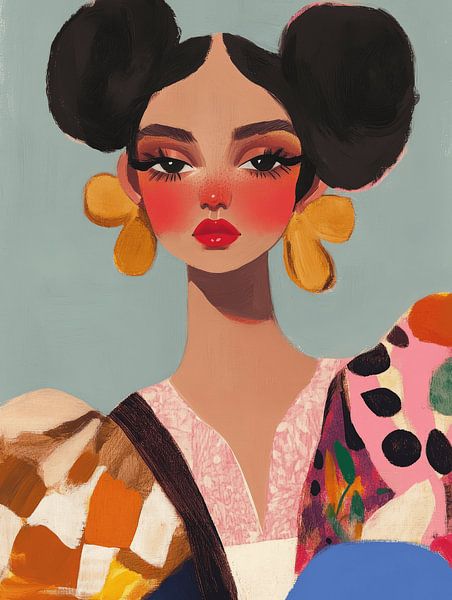 Portrait moderne et abstrait coloré par Carla Van Iersel