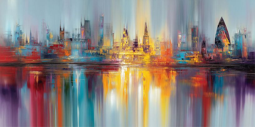 Abstrakte Londoner Skyline mit Themse-Spiegelung von MArt