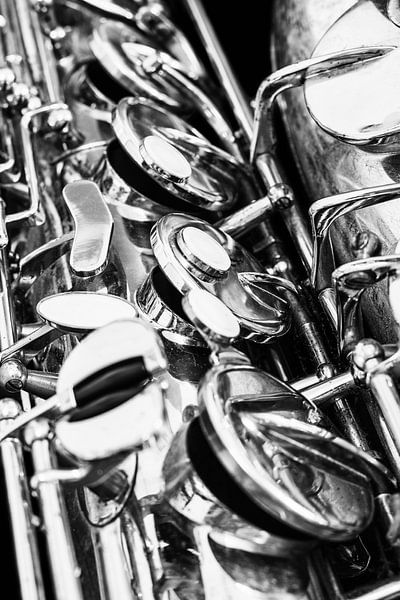 Vintage Saxophone Close Up Keys Black and White par Andreea Eva Herczegh