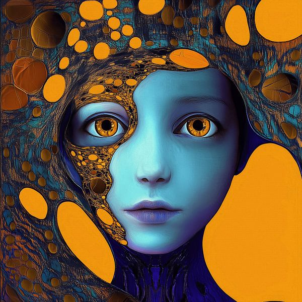 Female portrait with headdress by Ton Kuijpers