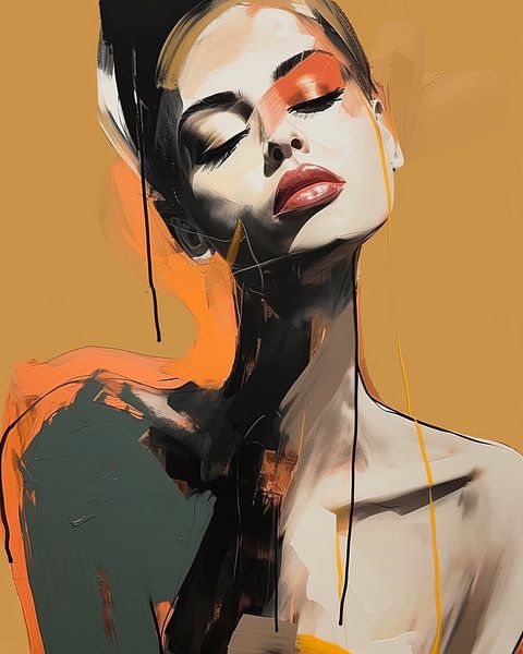 Portrait illustré moderne et abstrait par Carla Van Iersel