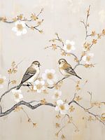 Vögel auf Blütenzweig