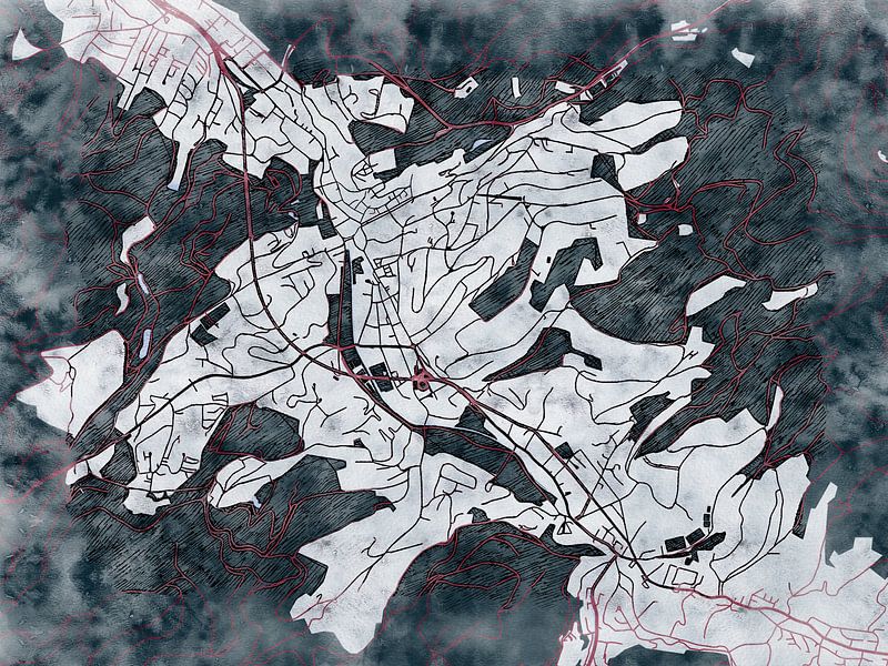 Karte von Baden-Baden im stil 'White winter' von Maporia